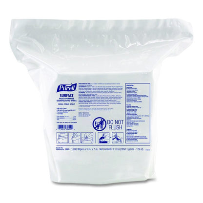 Surface Multi-Purpose Disinfecting Wipes, 1-Ply, 5 x 7, Fresh Citrus, White, 2/Carton