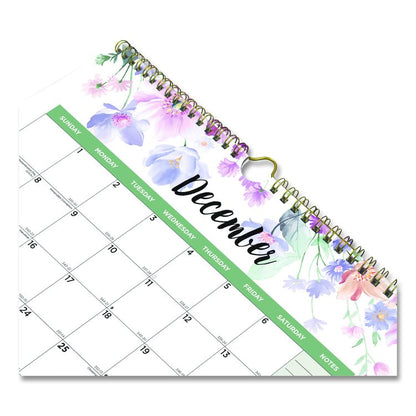 3-Month Quarterly Wall Calendar, Passion Floral Artwork, 12.25 x 27, White/Multicolor Sheets, 14-Month: Dec 2025 to Jan 2027