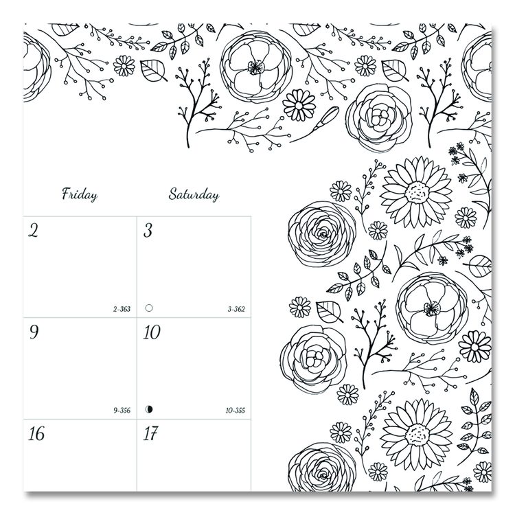 Monthly Desk Pad Calendar, Monthly Coloring Artwork, 22 x 17, Black Binding, Clear Corners, 12-Month (Jan to Dec): 2026