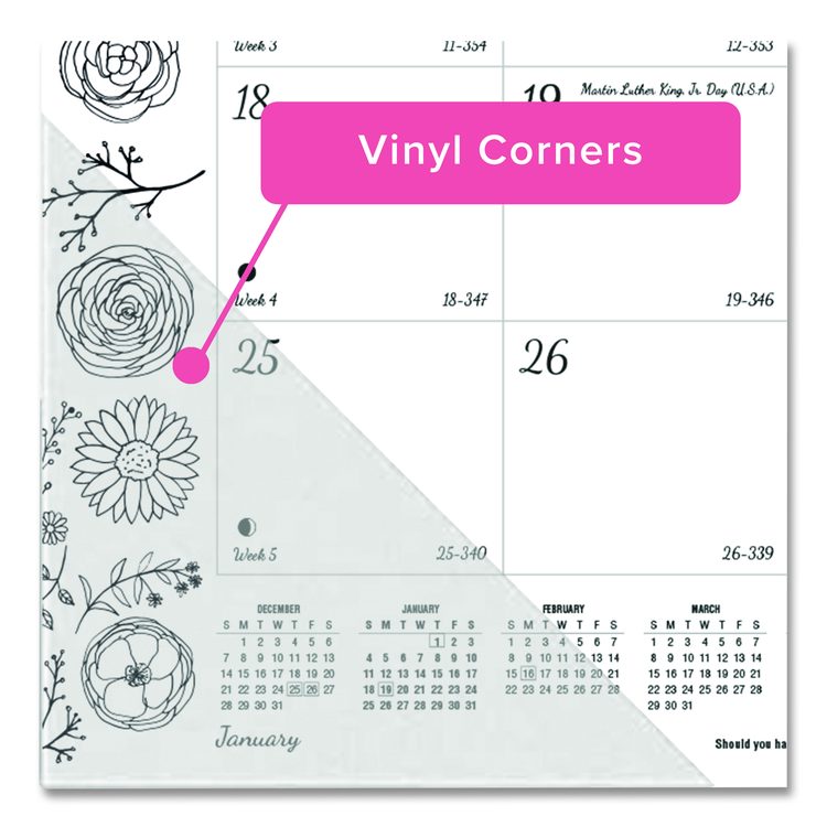 Monthly Desk Pad Calendar, Monthly Coloring Artwork, 22 x 17, Black Binding, Clear Corners, 12-Month (Jan to Dec): 2026