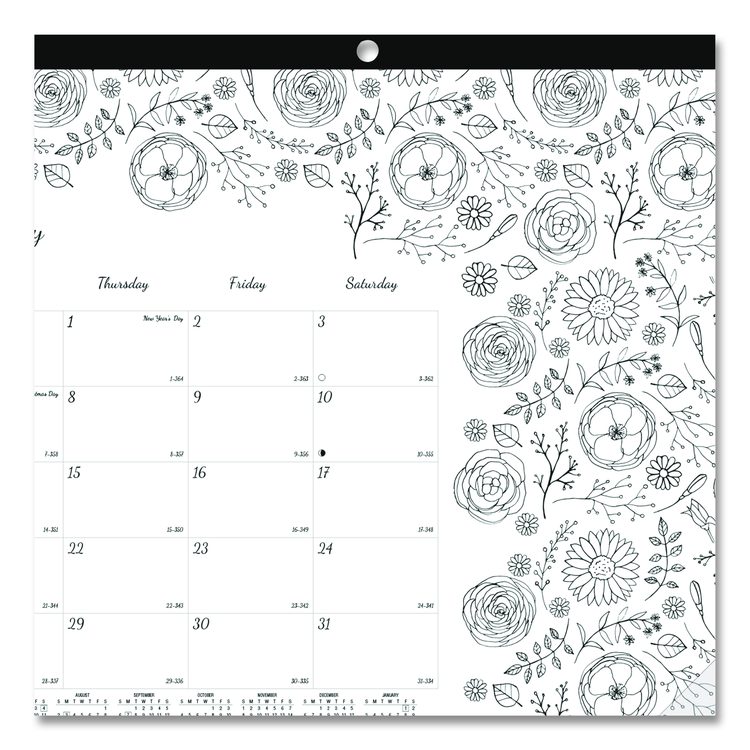 Monthly Desk Pad Calendar, Monthly Coloring Artwork, 17.75 x 10.88, Black Binding, Clear Corners, 12-Month (Jan to Dec): 2026