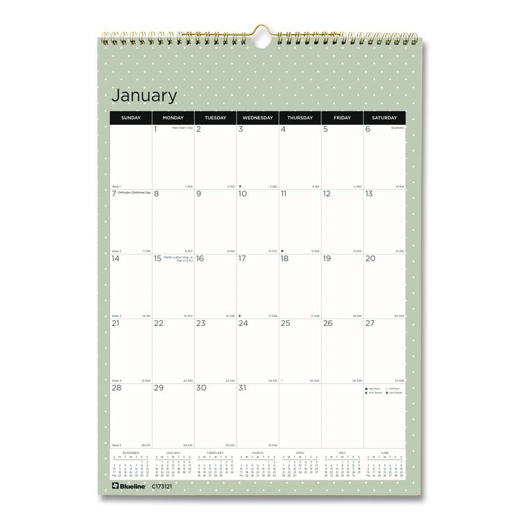 12-Month Wall Calendar, Minimalistic Artwork, 12 x 17, White/Multicolor Sheets, 12-Month (Jan to Dec): 2026