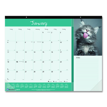Pets Collection Monthly Desk Pad, Furry Kittens Photography, 22 x 17, White Sheets, Black Binding, 12-Month (Jan-Dec): 2026
