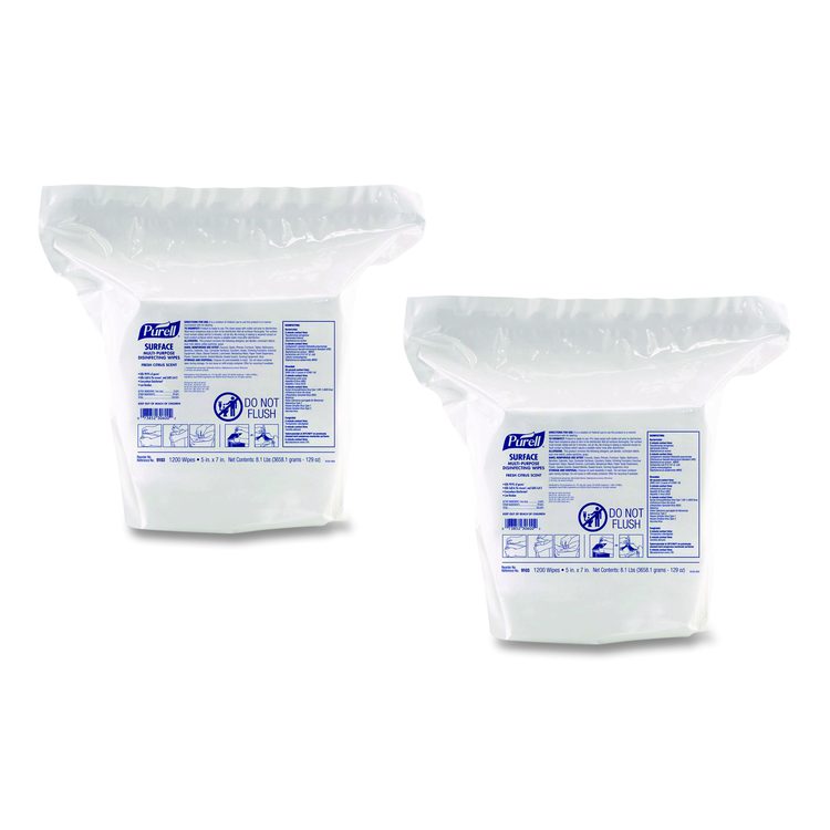 Surface Multi-Purpose Disinfecting Wipes, 1-Ply, 5 x 7, Fresh Citrus, White, 2/Carton