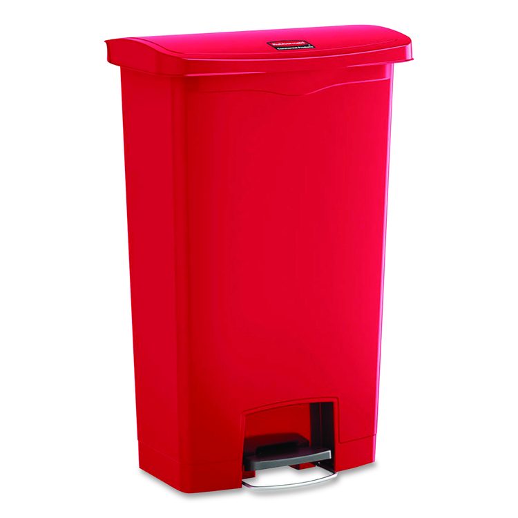 Slim Jim Streamline Resin Step-On Container, 24 gal, Resin, Red