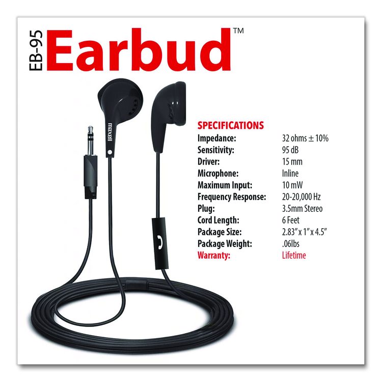 EB95 Wired Earbuds with Mic, Black