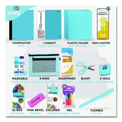Back to School Supplies Kit for Grades K-5, Blue