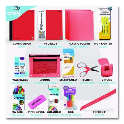 Back to School Supplies Kit for Grades K-5, Red