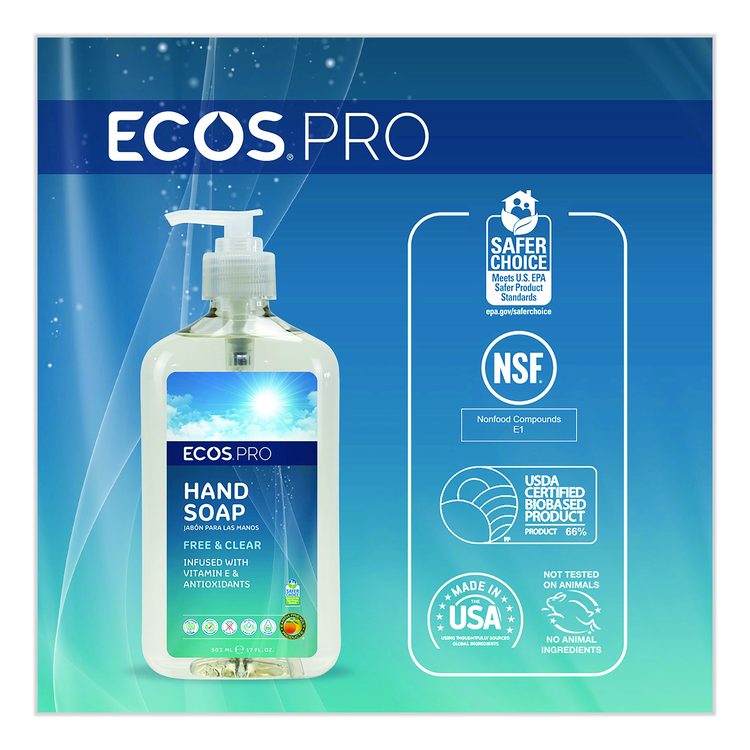 Liquid Hand Soap, Free and Clear Scent, 17 oz