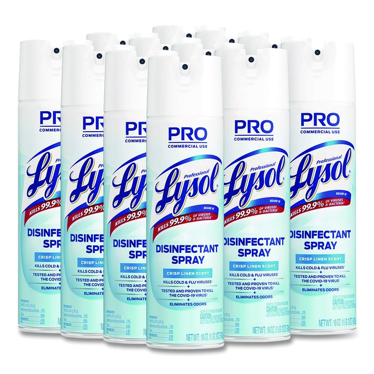 Disinfectant Spray, Crisp Linen Scent, 19 oz. Aerosol Spray, 12/Carton