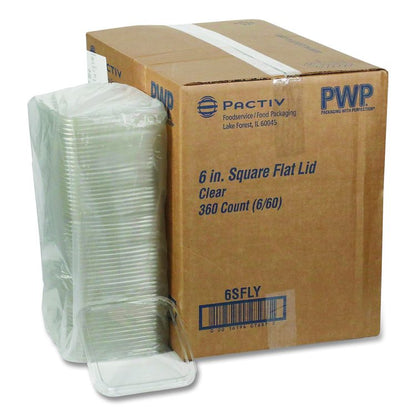 EarthChoice Recycled PET Container Lid, for 6" Square RPET Containers, 6.25 x 0.39 x 6.25, Clear, Plastic, 360/Carton