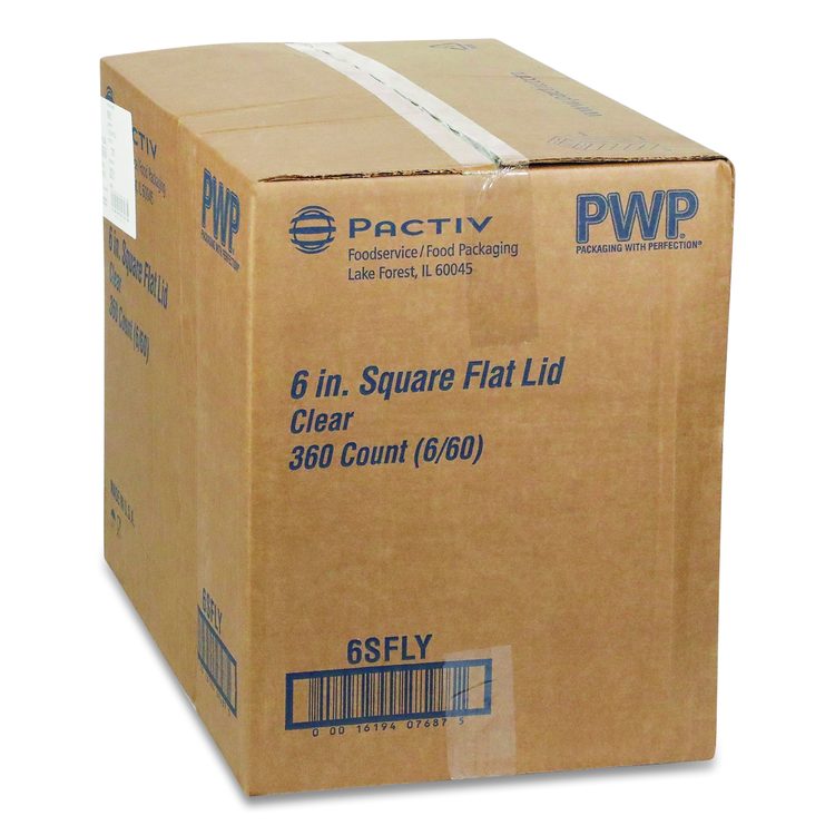 EarthChoice Recycled PET Container Lid, for 6" Square RPET Containers, 6.25 x 0.39 x 6.25, Clear, Plastic, 360/Carton