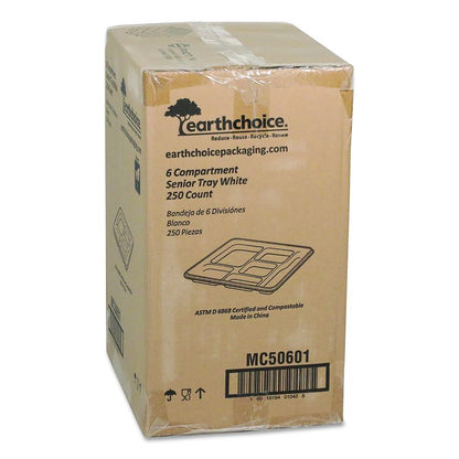 Compostable Fiber Blend School Lunch Tray, Heavy Duty, 8 x 12 x 1, White, 250/Carton