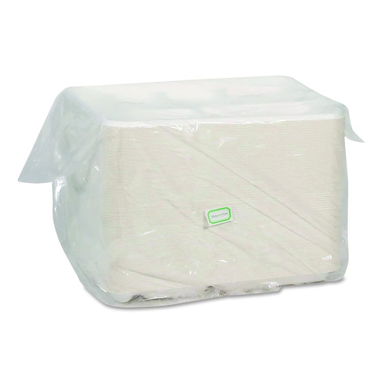 Compostable Fiber Blend School Lunch Tray, Heavy Duty, 8 x 12 x 1, White, 250/Carton