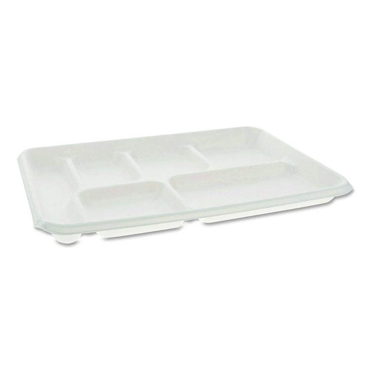 Compostable Fiber Blend School Lunch Tray, Heavy Duty, 8 x 12 x 1, White, 250/Carton