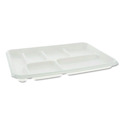 Compostable Fiber Blend School Lunch Tray, Heavy Duty, 8 x 12 x 1, White, 250/Carton