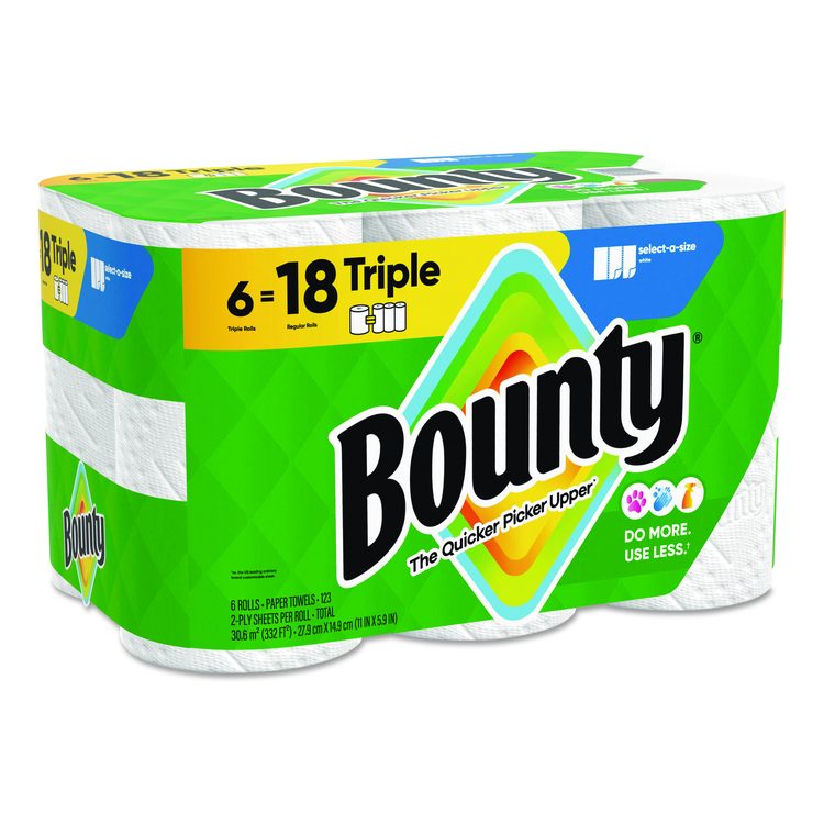 Select-a-Size Kitchen Roll Paper Towels, 2-Ply, 5.9 x 11, White, 123 Sheets/Triple Roll, 6 Rolls/Carton