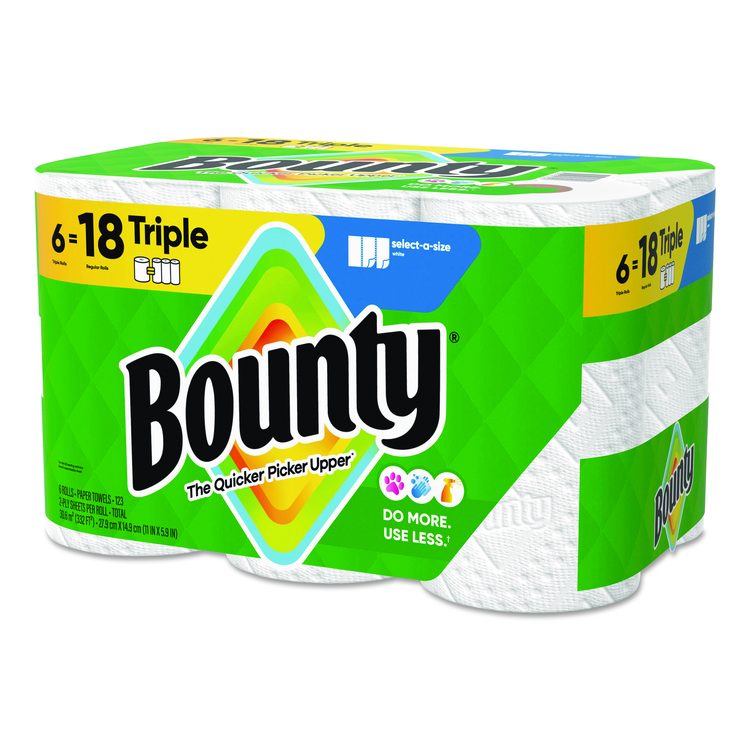 Select-a-Size Kitchen Roll Paper Towels, 2-Ply, 5.9 x 11, White, 123 Sheets/Triple Roll, 6 Rolls/Carton
