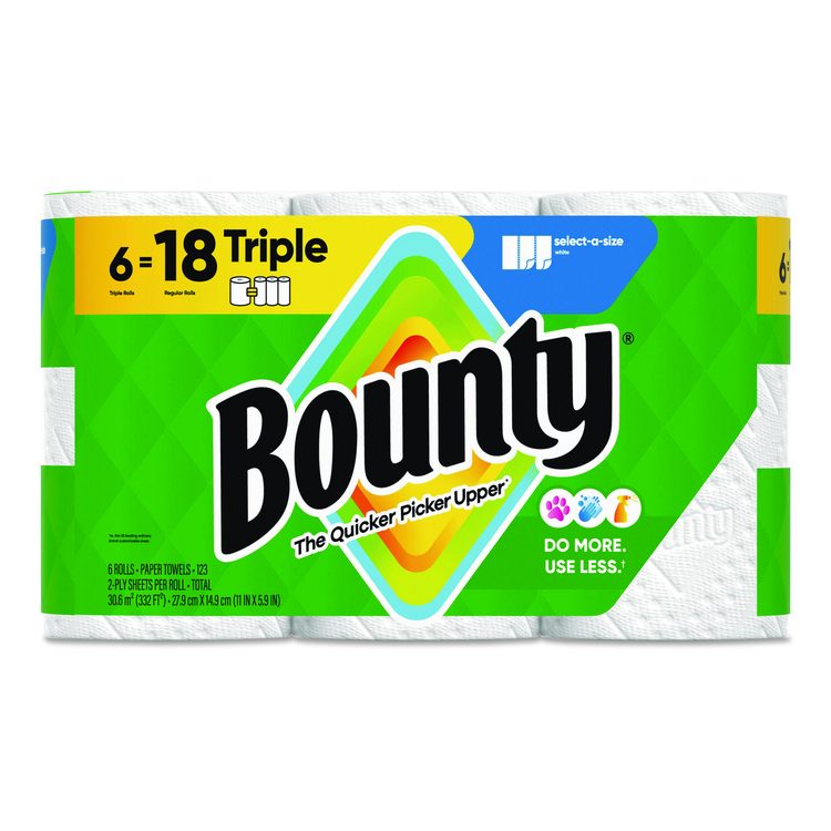Select-a-Size Kitchen Roll Paper Towels, 2-Ply, 5.9 x 11, White, 123 Sheets/Triple Roll, 6 Rolls/Carton