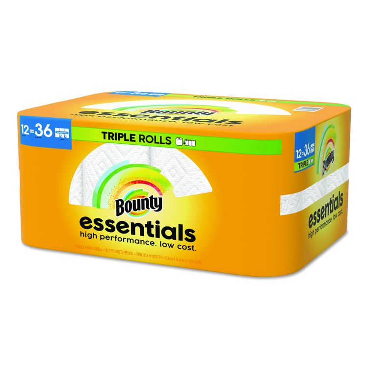 Essentials Select-A-Size Kitchen Roll Paper Towels, 2-Ply, 5.9 x 11, White, 162 Sheets/Triple Roll, 12 Rolls/Carton