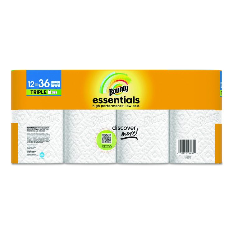 Essentials Select-A-Size Kitchen Roll Paper Towels, 2-Ply, 5.9 x 11, White, 162 Sheets/Triple Roll, 12 Rolls/Carton