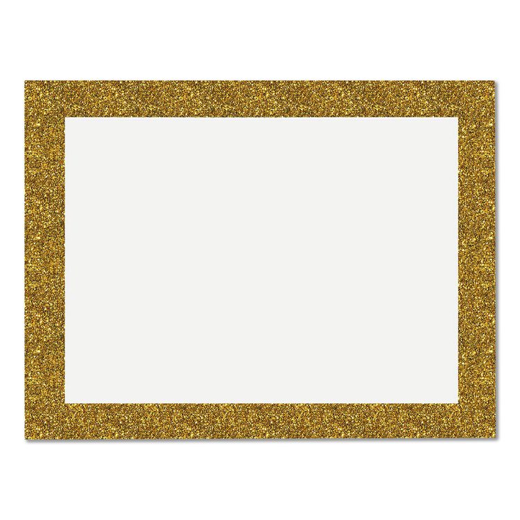 Glitter Poster Board, 22" x 28", Heavyweight, White with Gold Border, 25/Pack