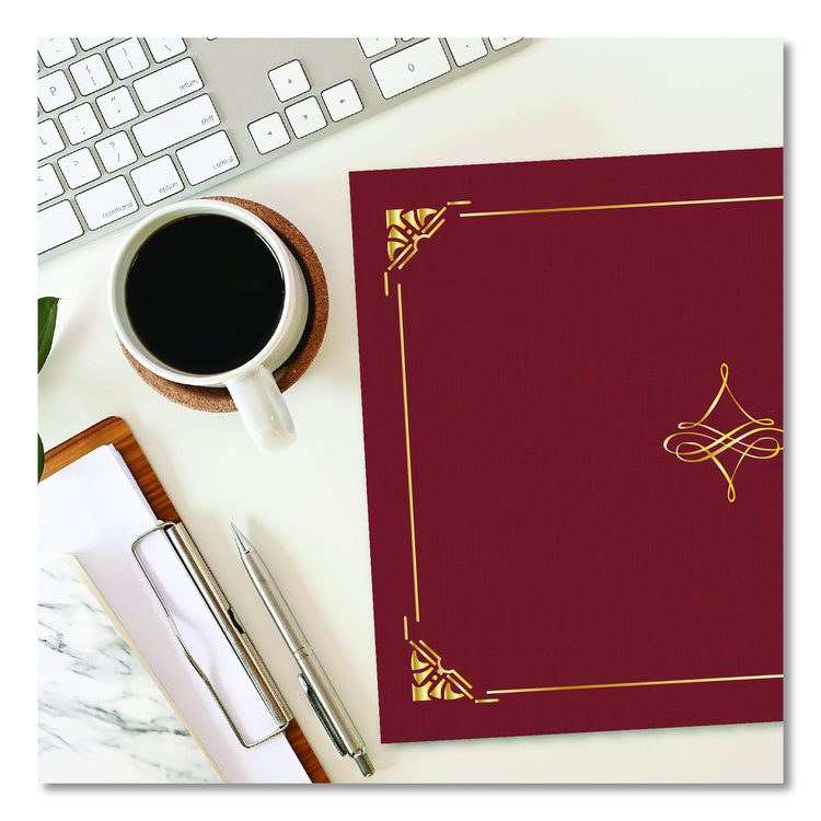 Certificate/Document Cover, 8.75 x 11.25, Red, 5/Pack