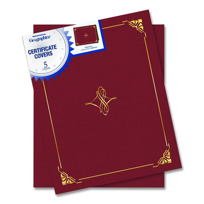 Certificate/Document Cover, 8.75 x 11.25, Red, 5/Pack