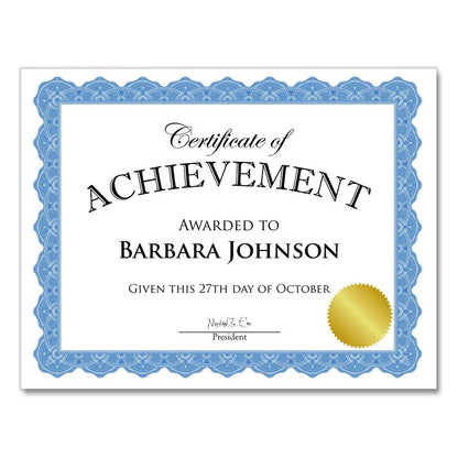 Award Certificates, 8.5 x 11, White with Braided Blue Border, 25/Pack