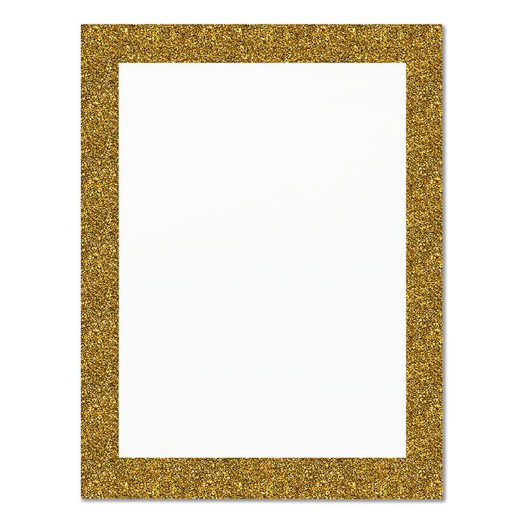 Glitter Poster Board, 22" x 28", Heavyweight, White with Gold Border, 25/Pack