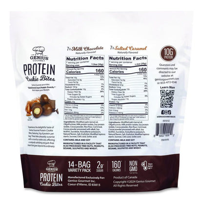 Protein Cookie Bites Variety Pack, Salted Caramel and Milk Chocolate, 1.2 oz Bag, 14/Box