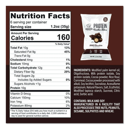 Protein Cookie Bites Variety Pack, Salted Caramel and Milk Chocolate, 1.2 oz Bag, 14/Box