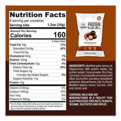 Protein Cookie Bites Variety Pack, Salted Caramel and Milk Chocolate, 1.2 oz Bag, 14/Box