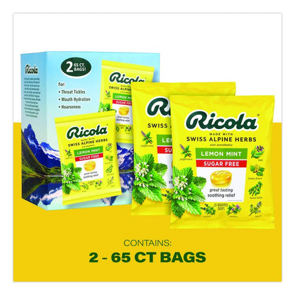 Sugar-Free Lemon Mint Herb Throat Drops, 65/Bag, 2 Bags/Pack