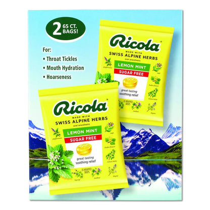 Sugar-Free Lemon Mint Herb Throat Drops, 65/Bag, 2 Bags/Pack