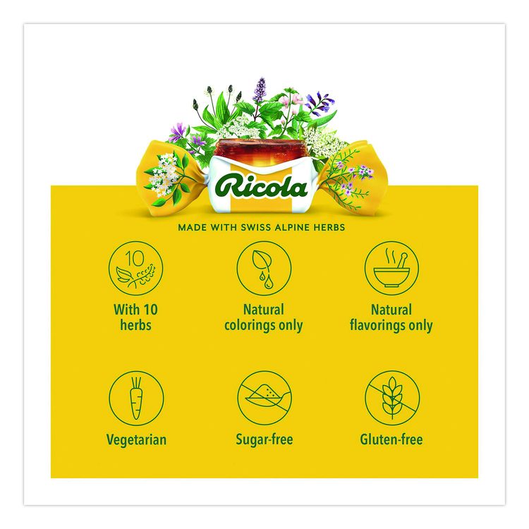 Sugar-Free Lemon Mint Herb Throat Drops, 65/Bag, 2 Bags/Pack