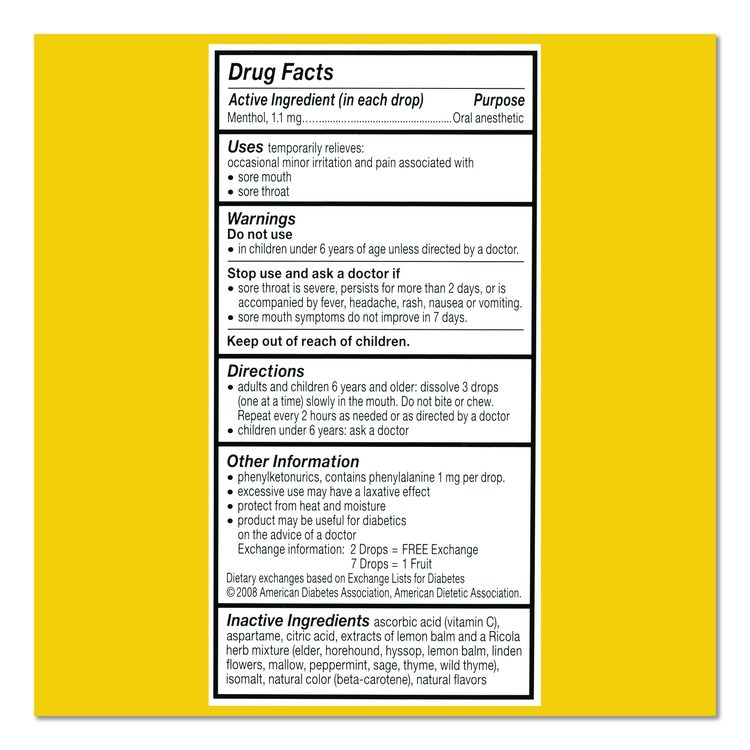Sugar-Free Lemon Mint Herb Throat Drops, 65/Bag, 2 Bags/Pack