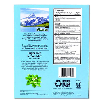 Sugar-Free Lemon Mint Herb Throat Drops, 65/Bag, 2 Bags/Pack