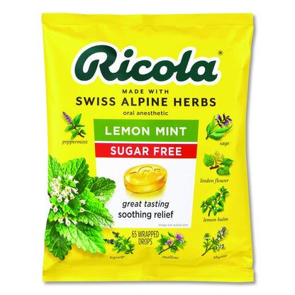 Sugar-Free Lemon Mint Herb Throat Drops, 65/Bag, 2 Bags/Pack