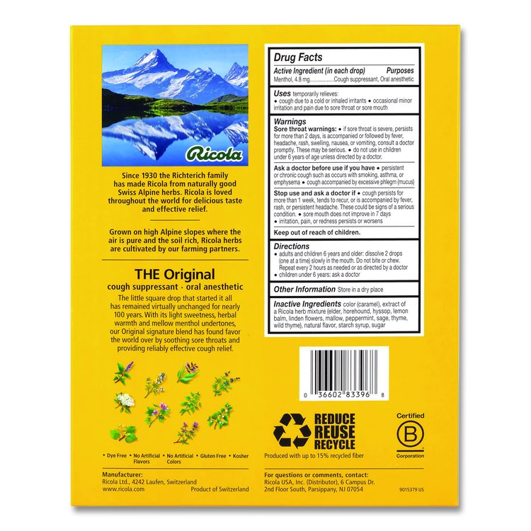 Cough Drops, Original Herb, 65/Bag, 2 Bags/Pack