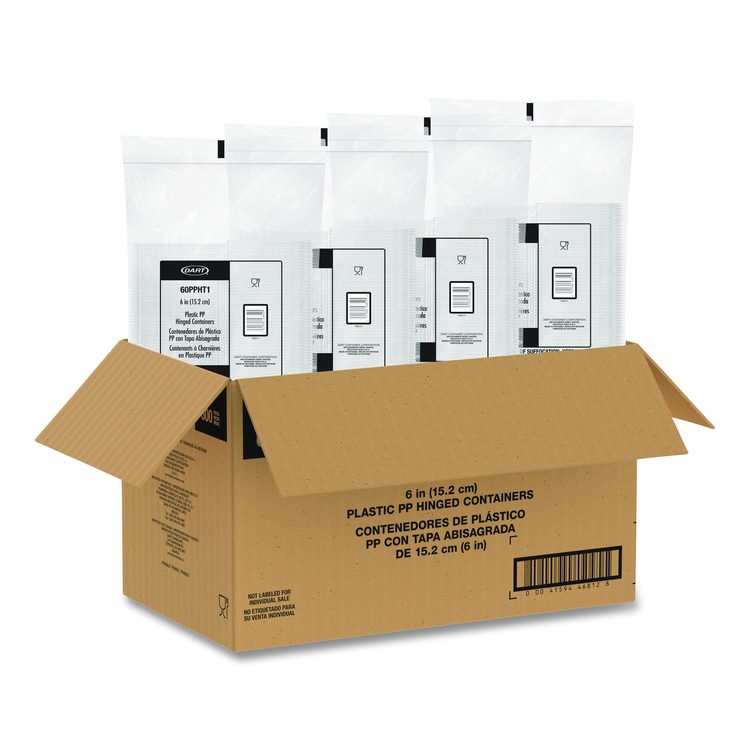 Microwaveable Hinged Containers, ProPlanet Seal, 6.31 x 6.31 x 3, Clear, Plastic, 300/Carton