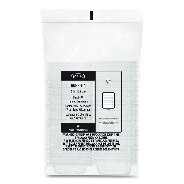 Microwaveable Hinged Containers, ProPlanet Seal, 6.31 x 6.31 x 3, Clear, Plastic, 300/Carton
