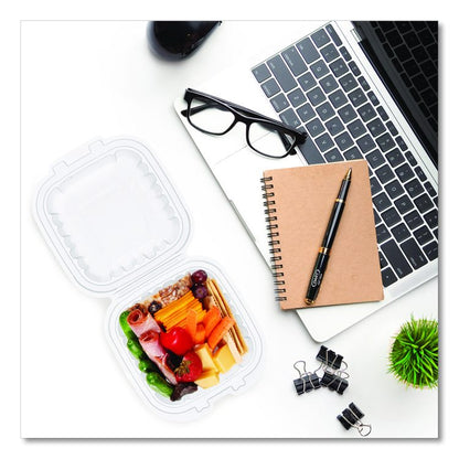 Microwaveable Hinged Containers, ProPlanet Seal, 6.31 x 6.31 x 3, Clear, Plastic, 300/Carton