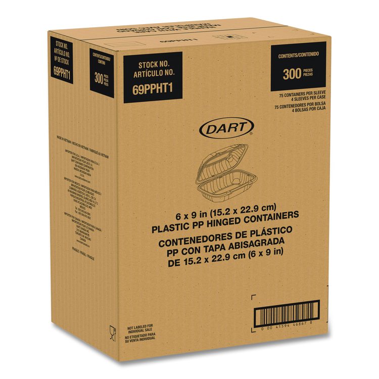 Microwaveable Hinged Containers, ProPlanet Seal, 6.5 x 9 x 3, Clear, Plastic, 300/Carton