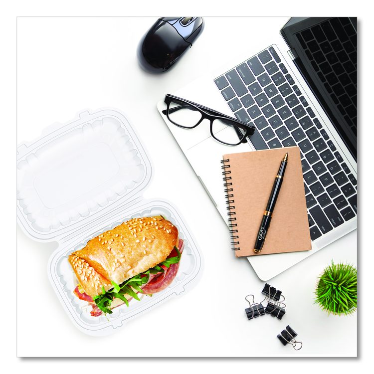 Microwaveable Hinged Containers, ProPlanet Seal, 6.5 x 9 x 3, Clear, Plastic, 300/Carton