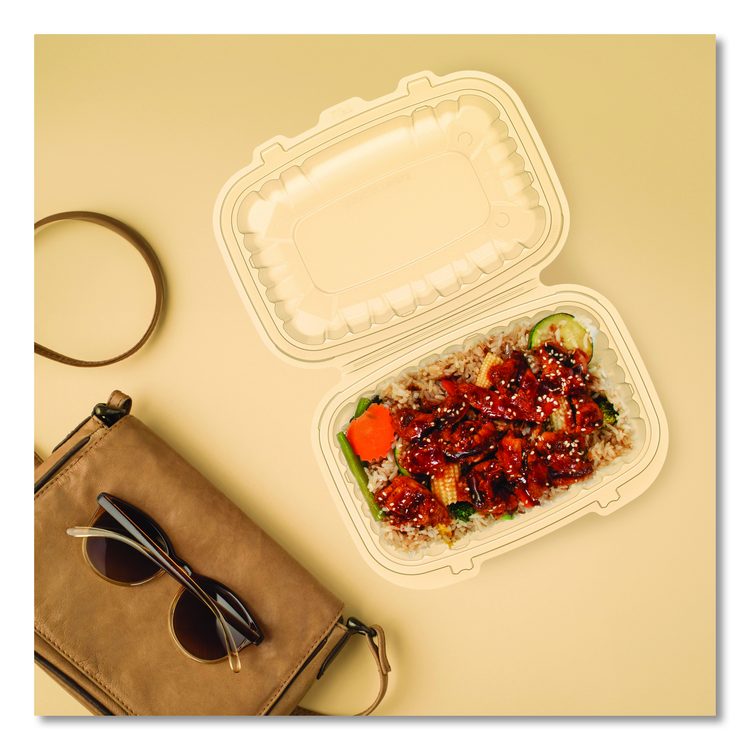 Microwaveable Hinged Containers, ProPlanet Seal, 6.5 x 9 x 3, Clear, Plastic, 300/Carton