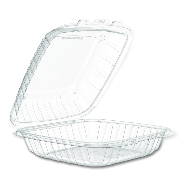 Microwaveable Hinged Containers, ProPlanet Seal, 9 x 8.75 x 3, Clear, Plastic 150/Carton