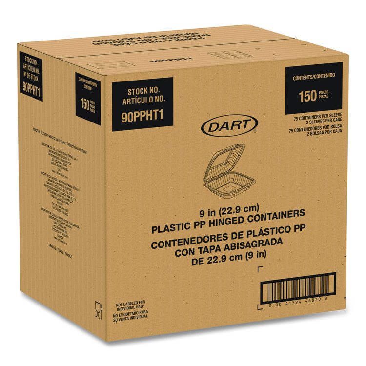 Microwaveable Hinged Containers, ProPlanet Seal, 9 x 8.75 x 3, Clear, Plastic 150/Carton