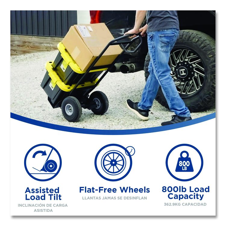 Load Assist Hand Truck, 800 lb Capacity, 47.72 x 19.68 x 18.5, Black