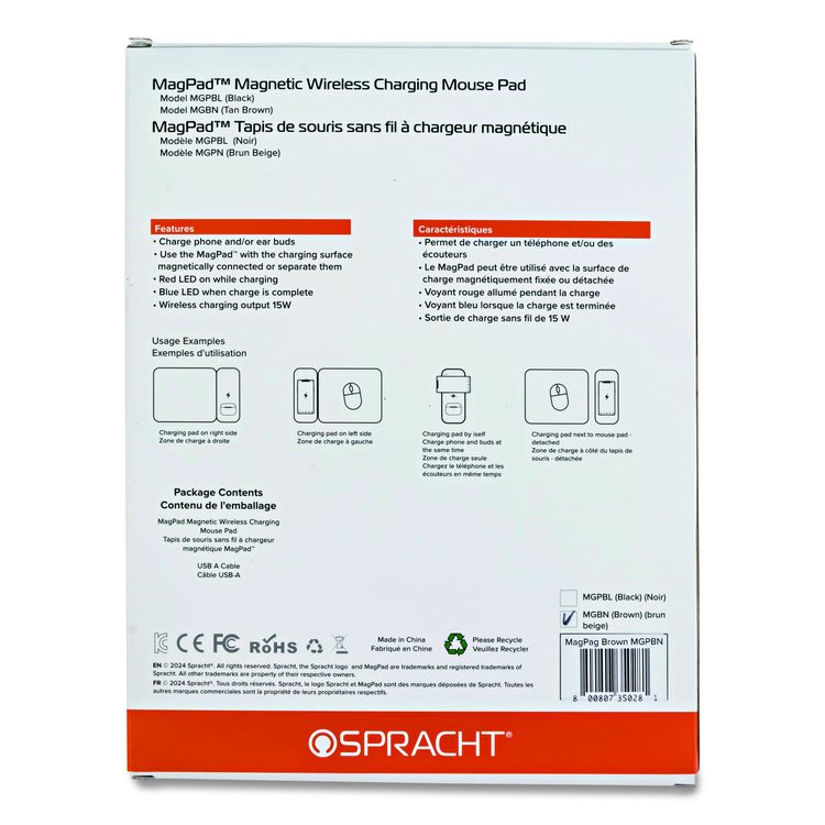 MagPad Charger and Mouse Pad, Brown
